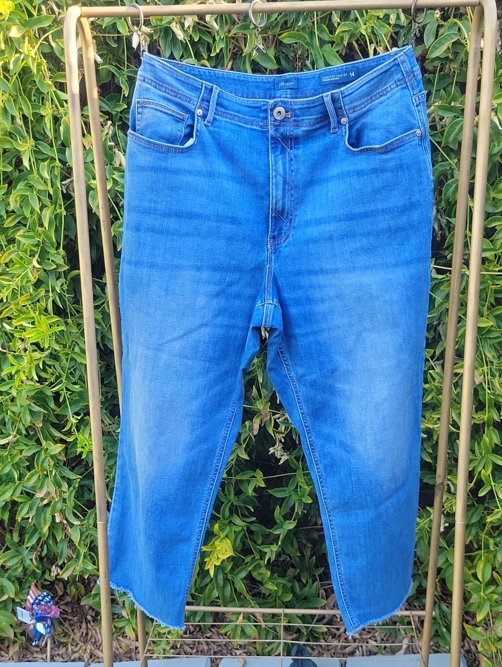J. Jill Blue Denim Curvy-Fit High-Rise Straight Leg Crop Jeans 14